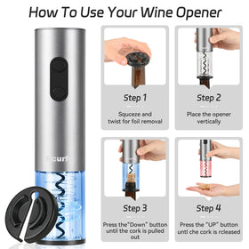 Battery-operated Ecurfu wine opener ready for use