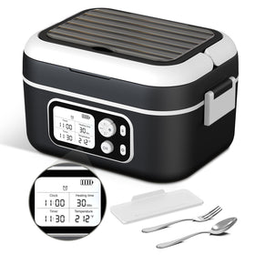 EDCREATY electric heated lunch box closed, ideal for on-the-go warm meals.