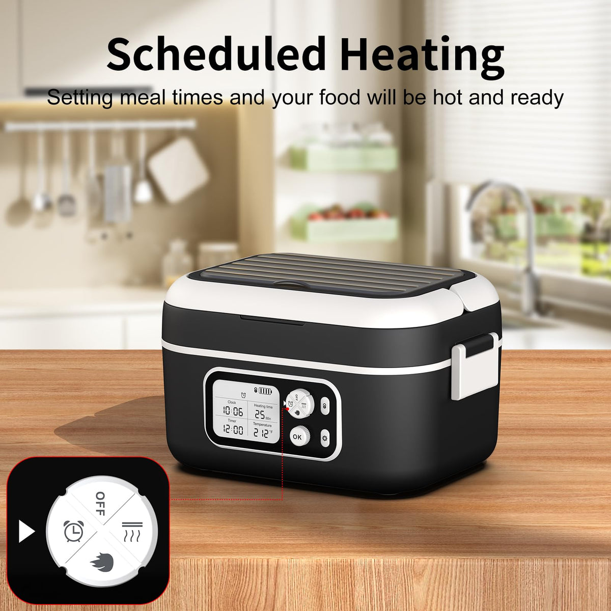 EDCREATY detachable divider keeps foods separated for easy pairing.