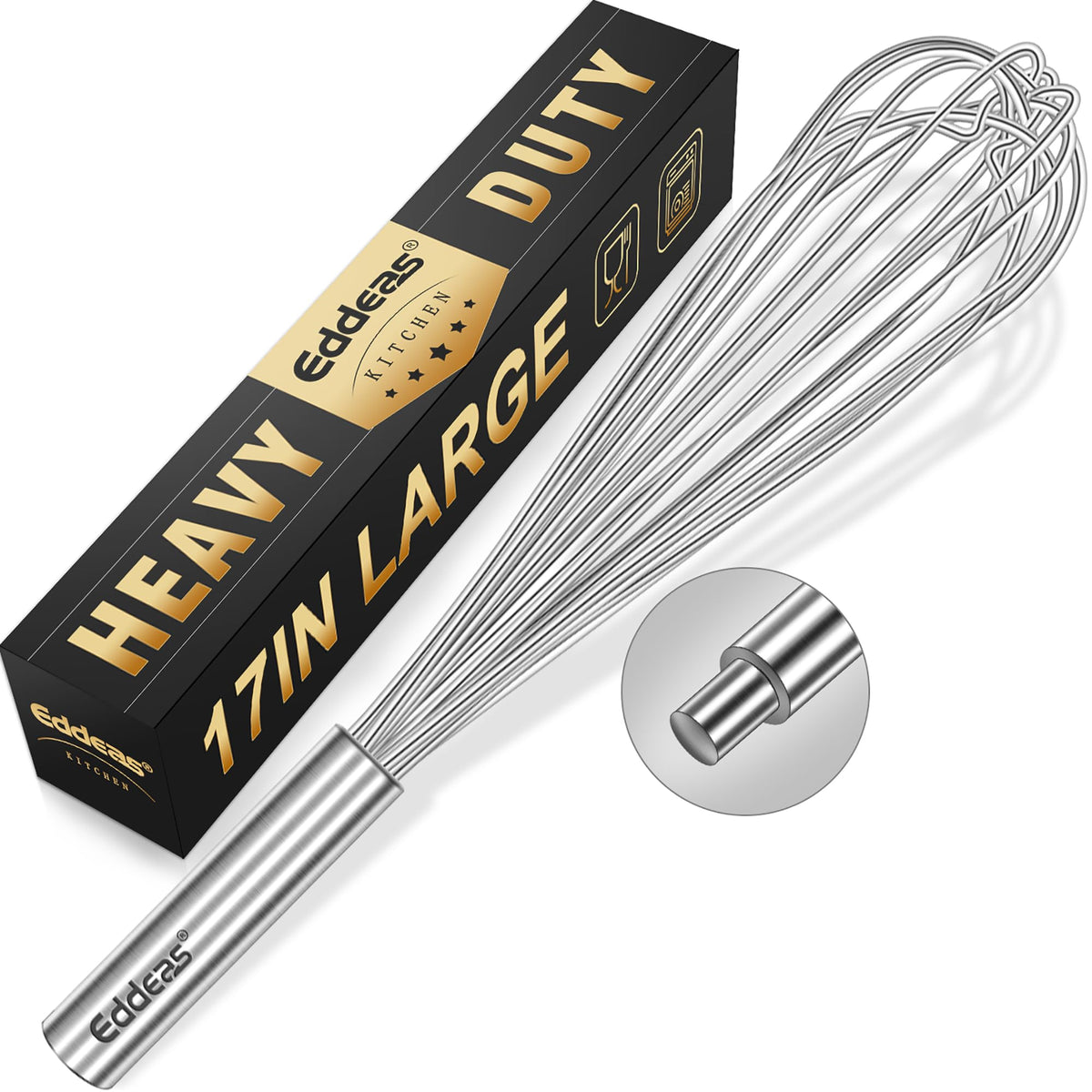 Eddeas 17in large whisk in action for airy batters and silky sauces
