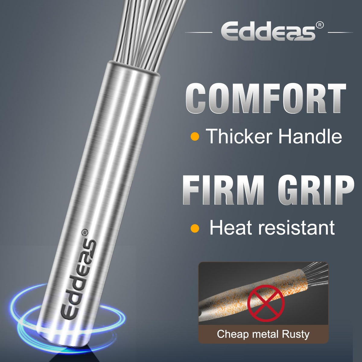 Eddeas dishwasher-safe and heat-resistant whisk built for busy kitchens
