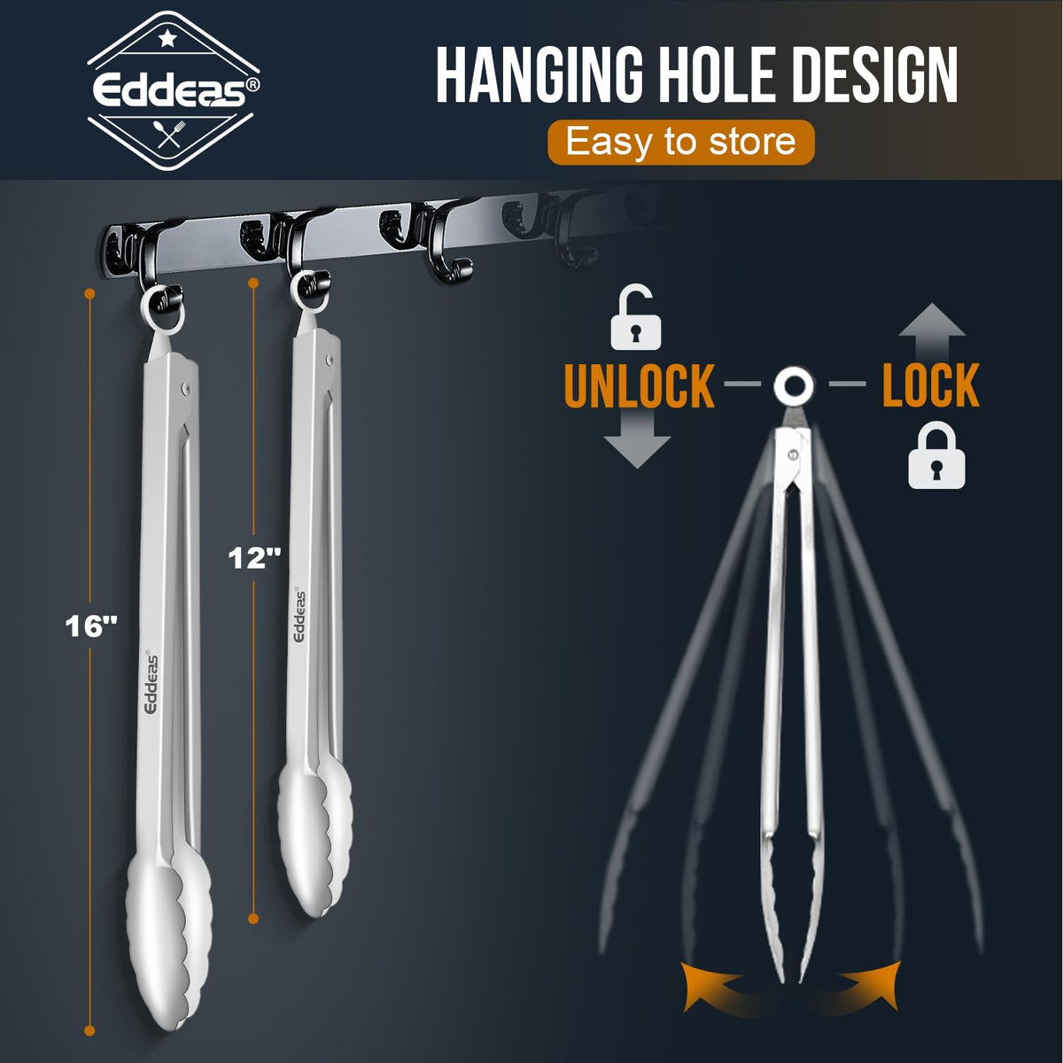 Eddeas dishwasher-safe tongs for easy cleaning after grilling.