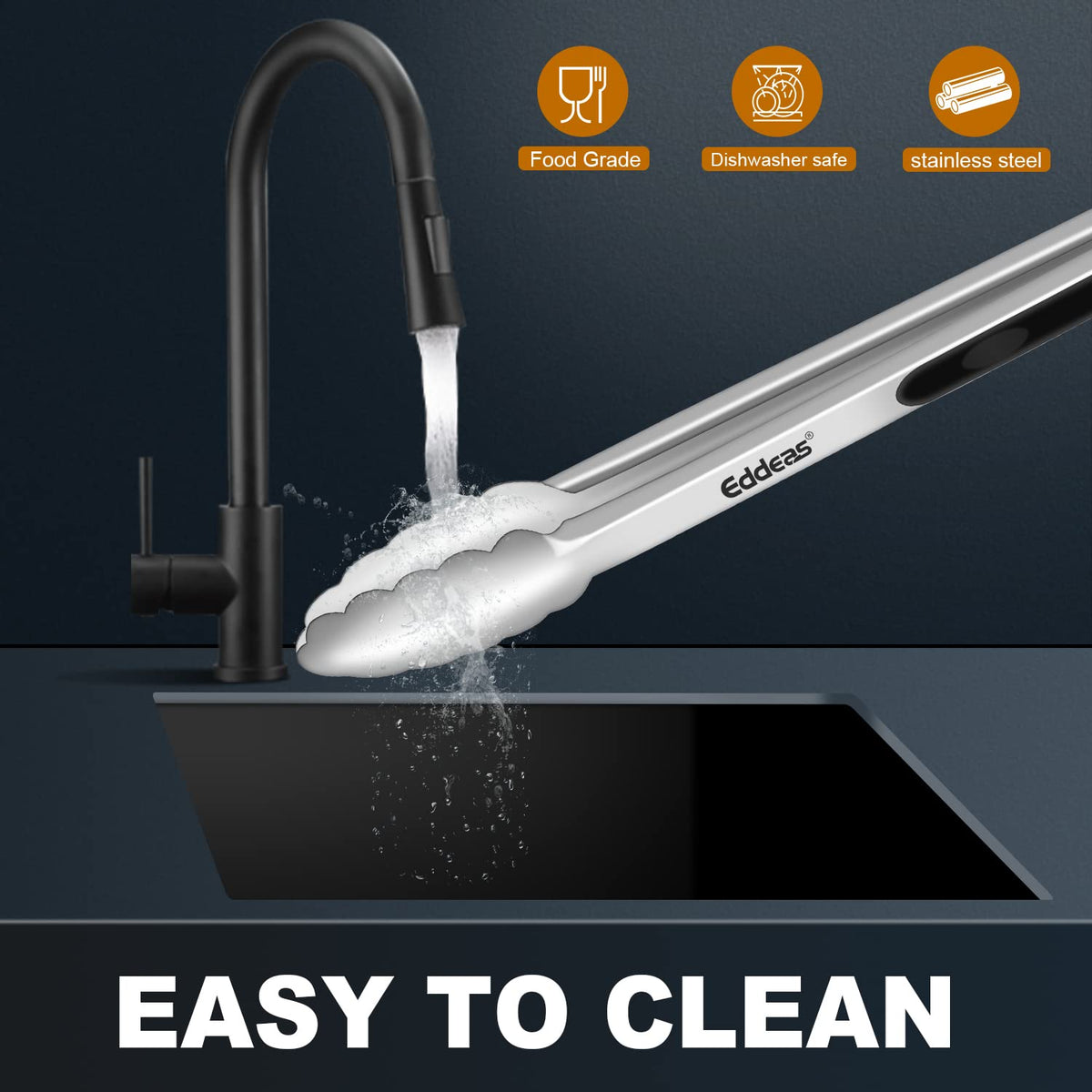 Eddeas Grill Tongs dishwasher-safe care for easy cleaning