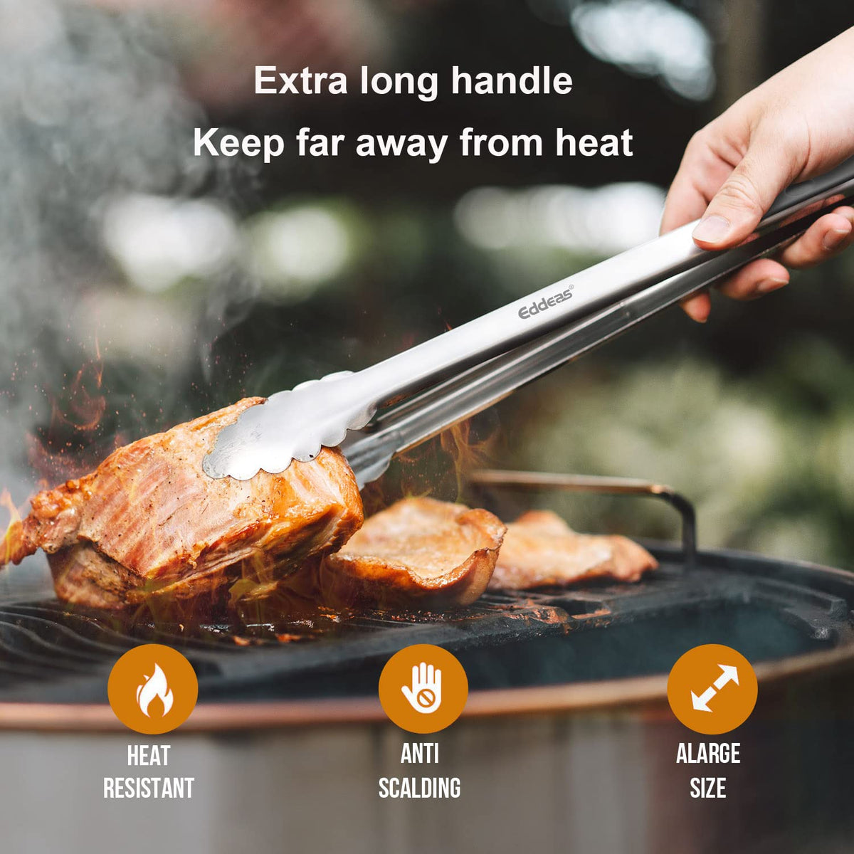Eddeas Grill Tongs locking mechanism demonstrates secure handling