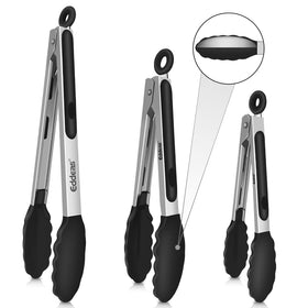 Eddeas kitchen tongs with silicone head protect nonstick cookware.