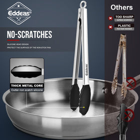 Eddeas 12-inch silicone-tip tongs for large batches and burgers.