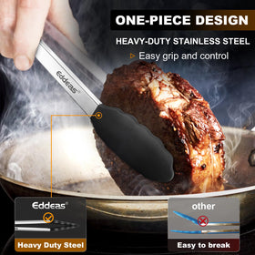Eddeas kitchen tongs with silicone tip, 9-inch, heat resistant and easy to grip.