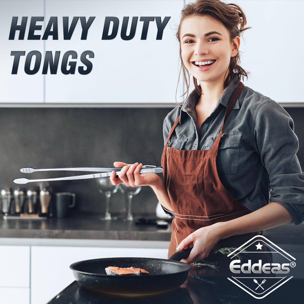 Eddeas 8-inch kitchen tweezers set for secure grip and control.