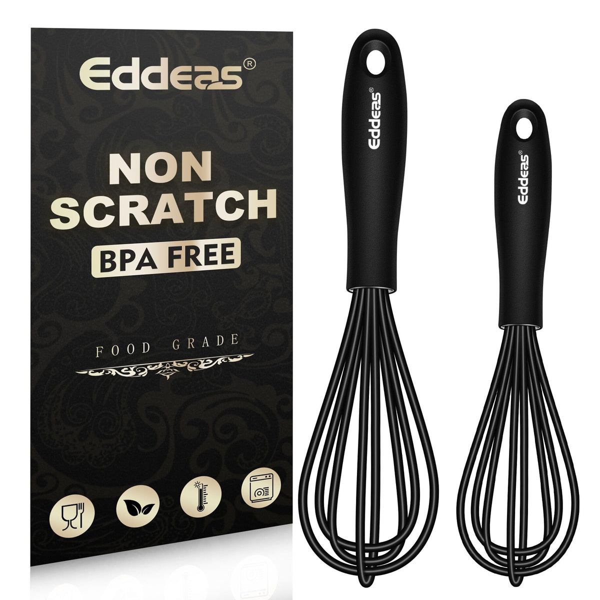 Eddeas silicone mini whisk 5.5in with ergonomic handle for comfortable, non-slip mixing
