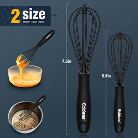 Eddeas silicone mini whisk 7.5in with ergonomic handle for wide bowls
