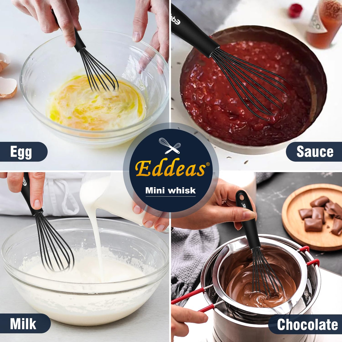 Eddeas mini whisk with embedded stainless wire for lasting durability