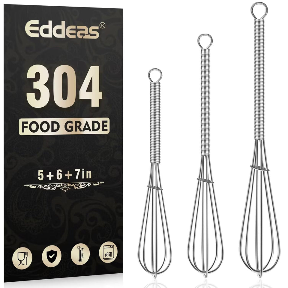 Eddeas small whisk 5-inch in action for sauces and eggs.
