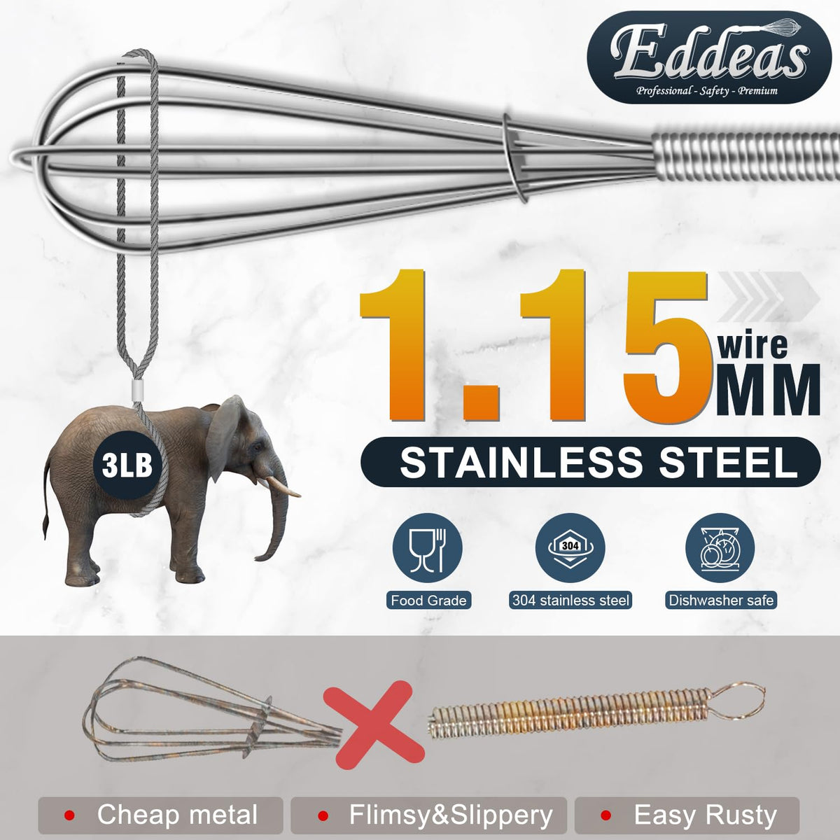 Eddeas mini whisk 7-inch whisking batter smoothly.