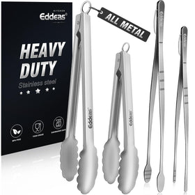 Eddeas tongs 12-inch ergonomic grip for comfortable cooking tasks.