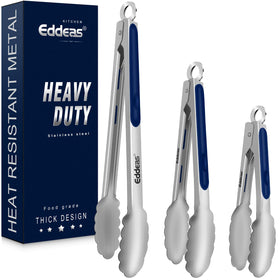 Eddeas cooking tongs 7in blue, ideal for sautéing and turning foods.