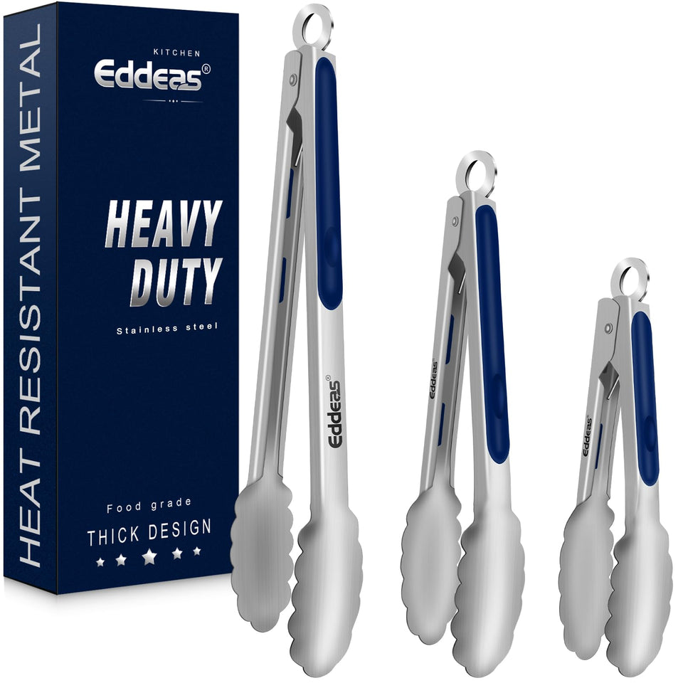 Eddeas cooking tongs 7in blue, ideal for sautéing and turning foods.