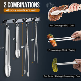 Eddeas tongs 9-inch compact design for small kitchens.