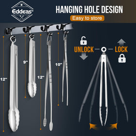 Eddeas heat-resistant tongs withstand up to 600 degrees for versatile cooking.