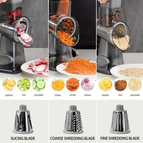 EDEFISY 3 in 1 blades showing multiple shredding options for versatile prep