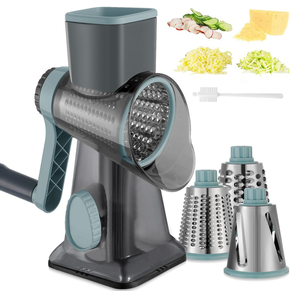 EDEFISY hand crank cheese grater in action delivering quick shredding.