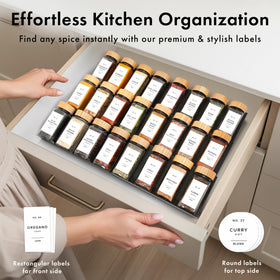 Edelhaus 36 spice jars with labels arranged for easy identification