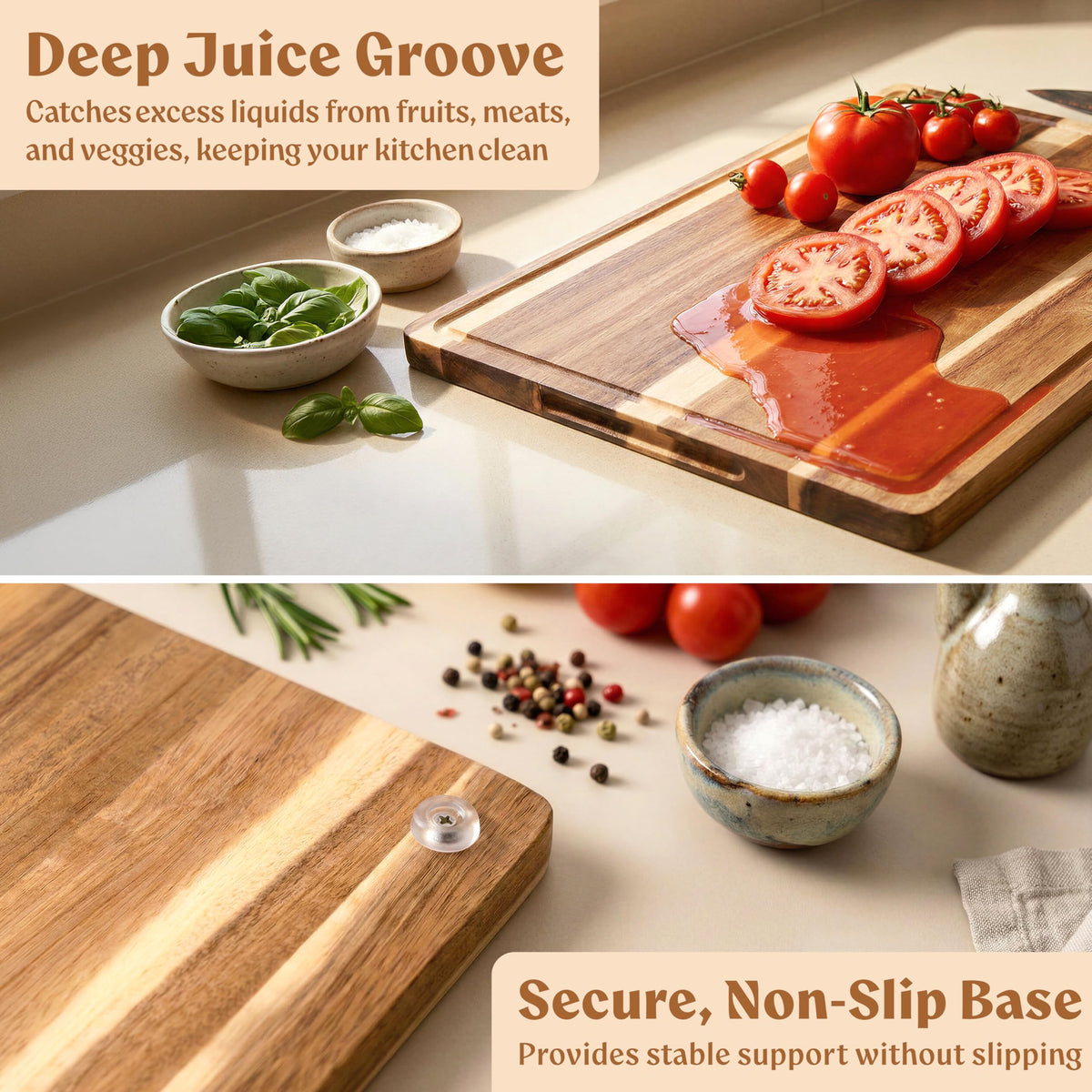 Charcuterie setup on the XL board with ample space