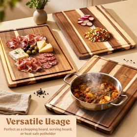 Meat prep on this board keeps juices contained