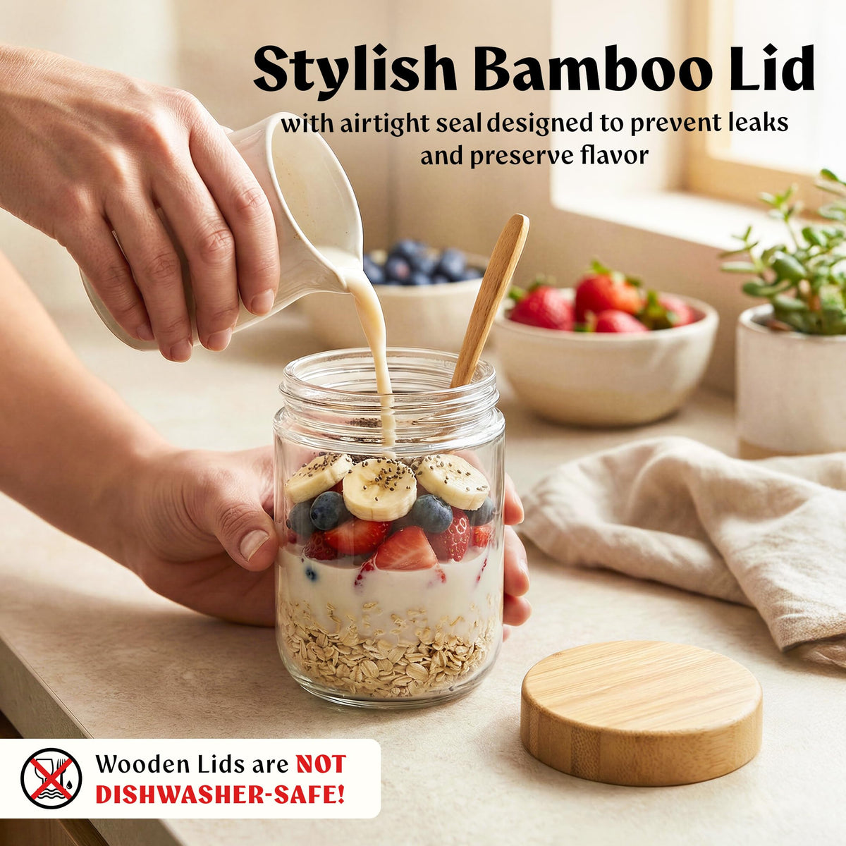 EDELHAUS jars feature airtight seals to preserve flavors and textures