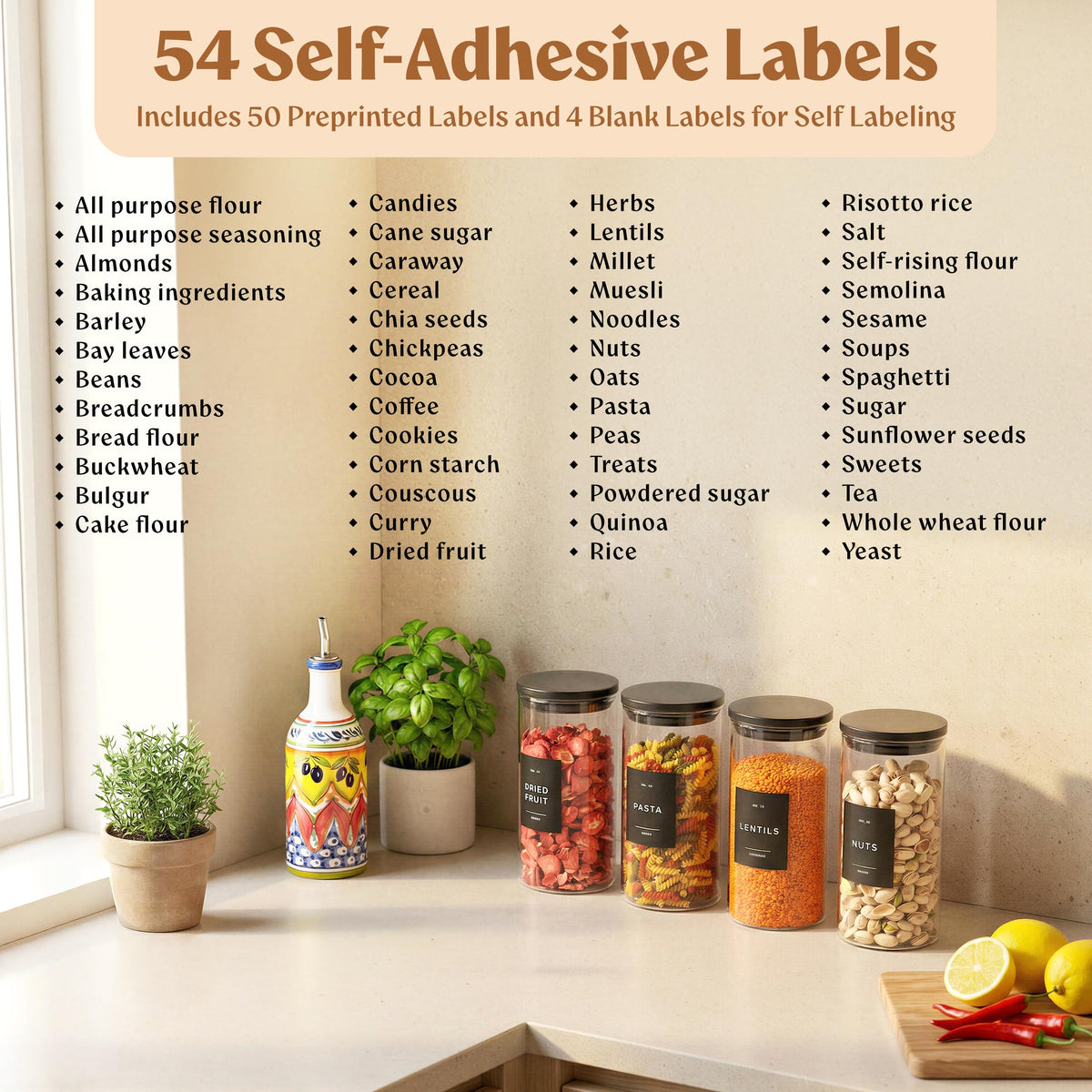 EDELHAUS airtight glass containers ideal for dry goods storage