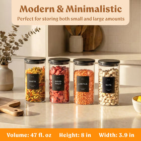 EDELHAUS jars with black airtight lids for freshness and easy access