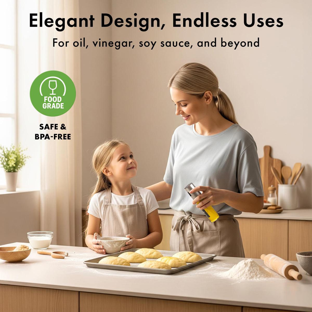 EDELHAUS BPA-free glass bottles ensure safe cooking and easy cleaning.