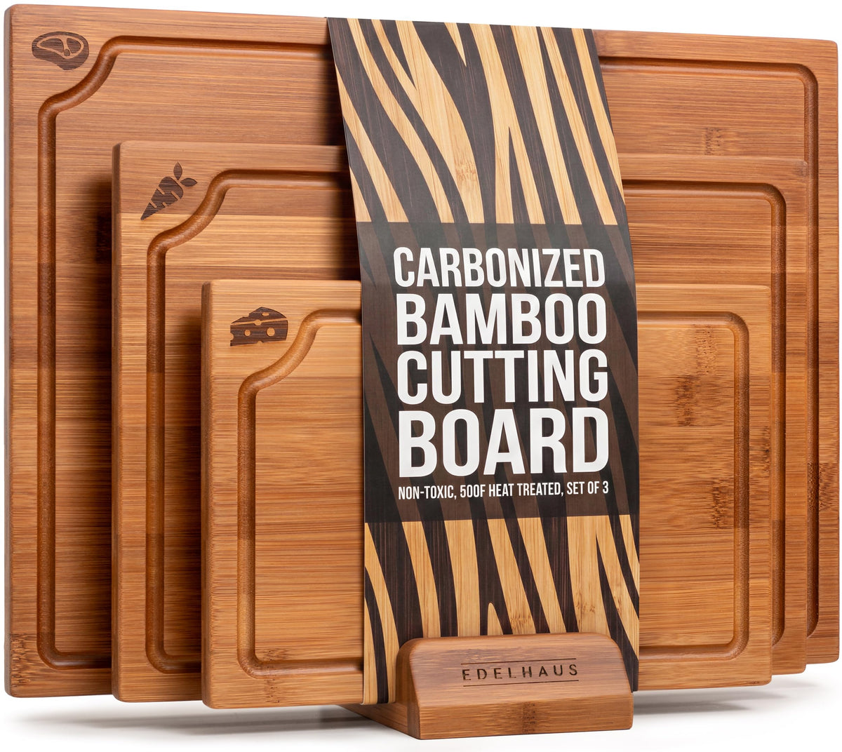 EDELHAUS carbonized bamboo cutting board large surface for bulk prep and serving.