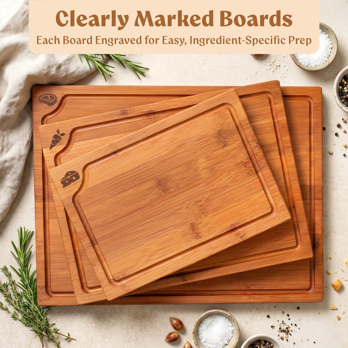 EDELHAUS mini bamboo cutting board perfect for herbs and delicate slicing.