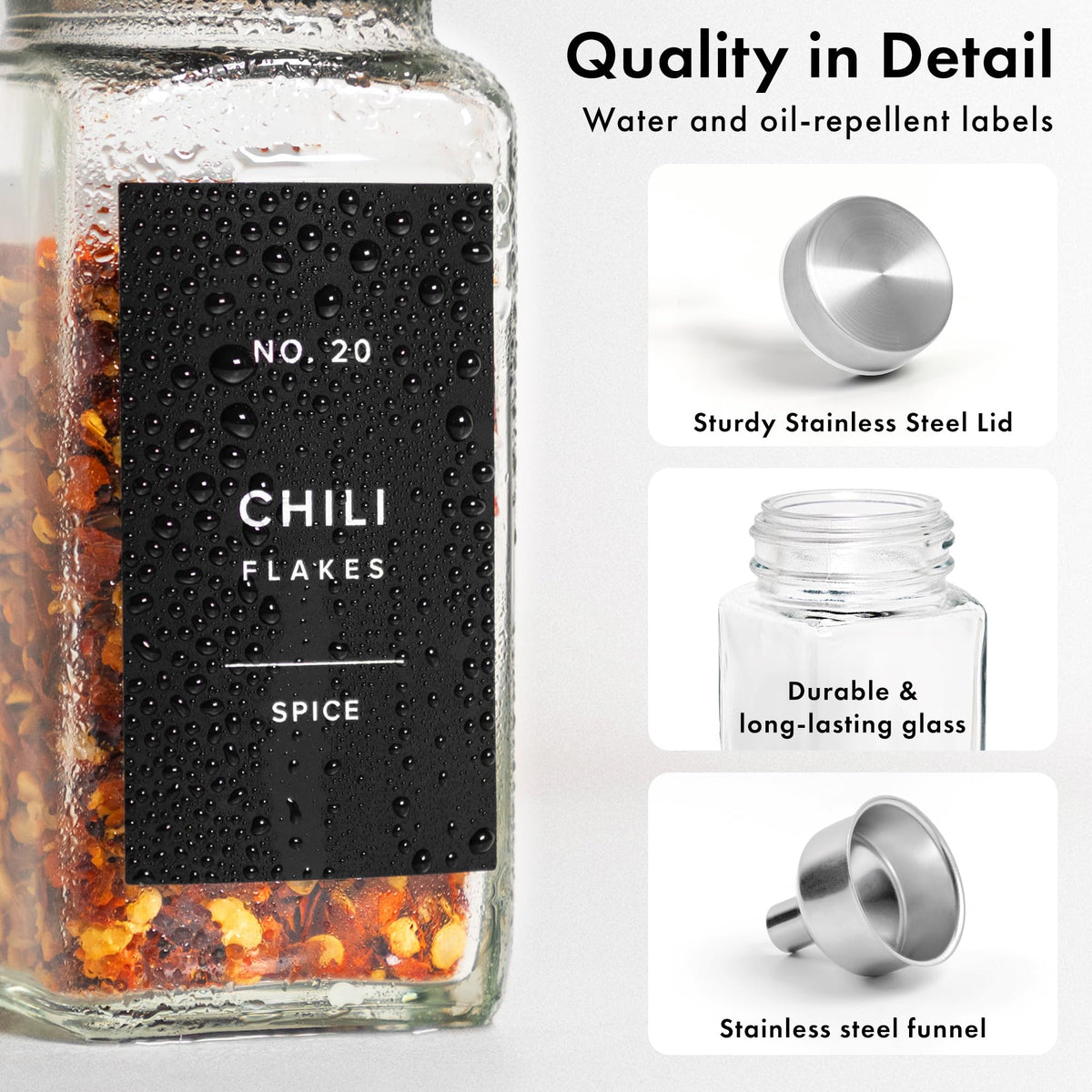 EDELHAUS complete spice organization set with jars, labels, and accessories