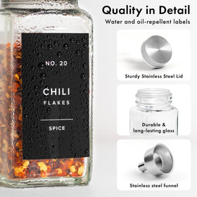 EDELHAUS complete spice organization set with jars, labels, and accessories