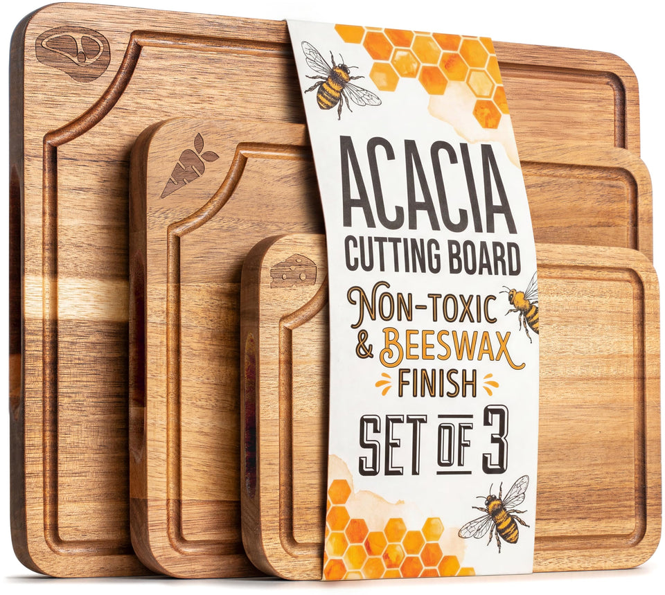 EDELHAUS cutting boards with beeswax finish showing smooth food-safe surface