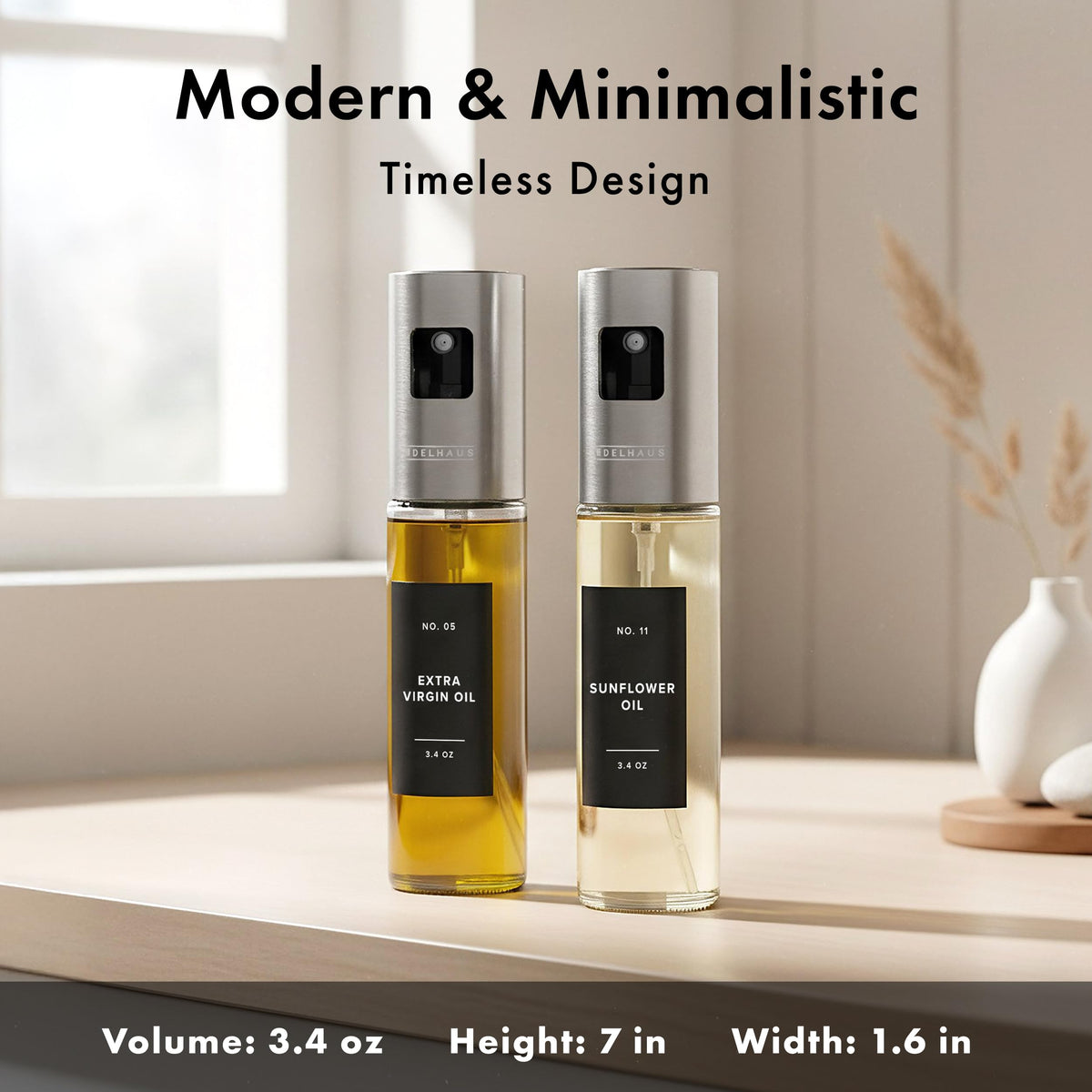 EDELHAUS fine mist spray nozzle enables even coating with minimal oil.