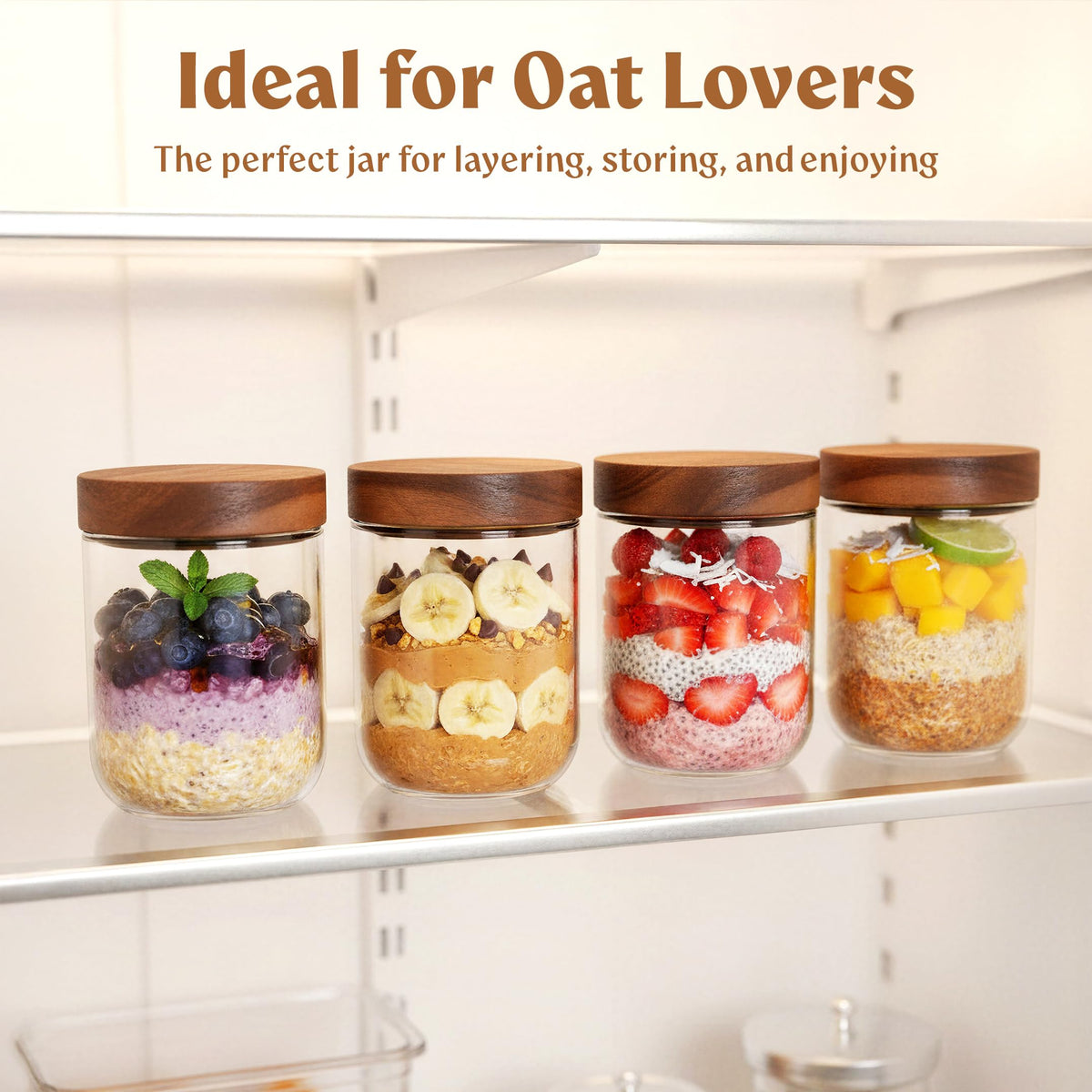 EDELHAUS fridge-friendly storage for oats, cereals, and chia.