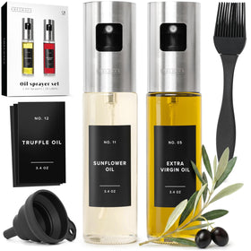 EDELHAUS oil sprayer set 2 glass stainless bottles for precise, even oil distribution.