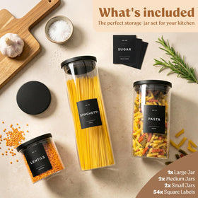 EDELHAUS compact, organized pantry with glass jars