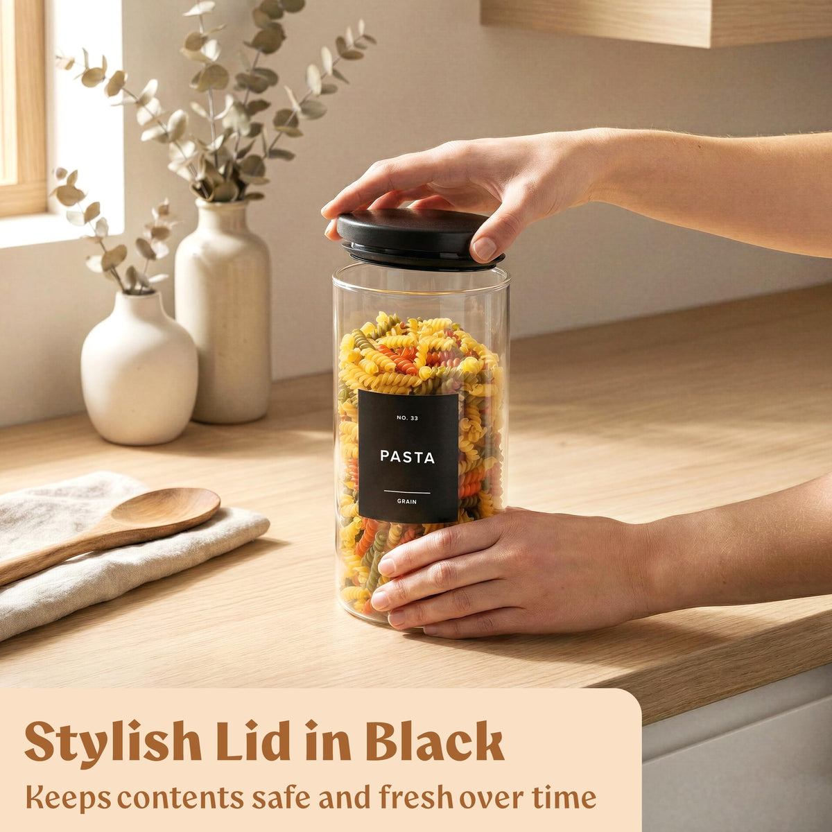 EDELHAUS stackable canisters designed to save pantry space