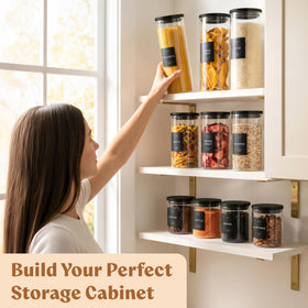 EDELHAUS 40oz round jar shows ample capacity for staple storage