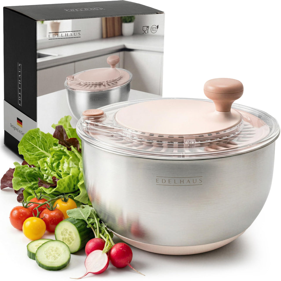 EDELHAUS 5.3qt salad spinner ready for drying leafy greens after washing