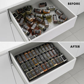 EDELHAUS Spice Drawer Organizer durable ABS plastic resists warping and cleans easily.