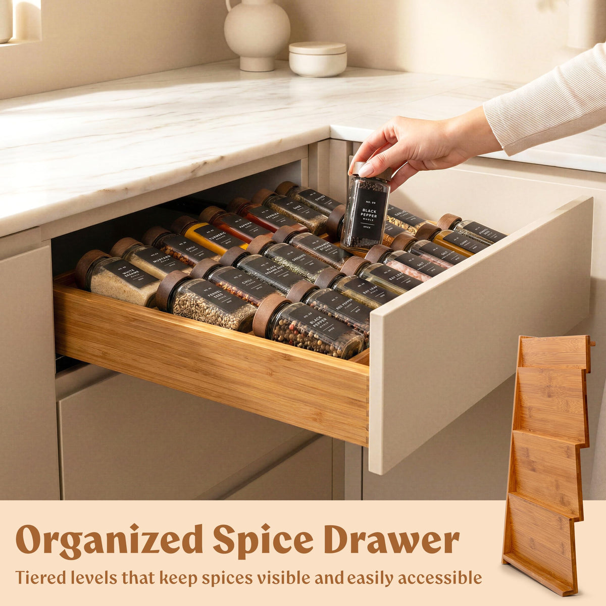 EDELHAUS expands to fit most drawers or cabinets for versatility.