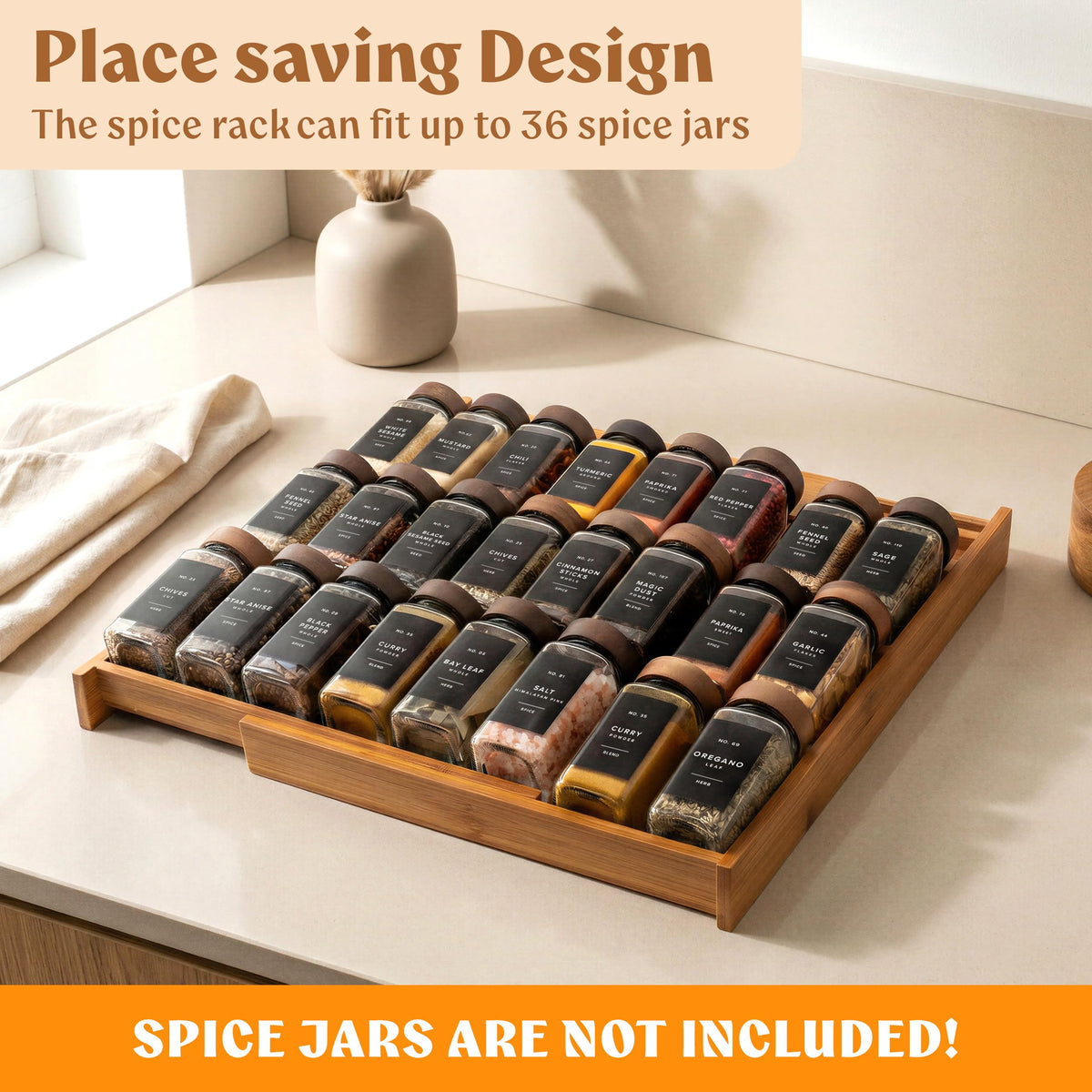 EDELHAUS inclined design makes spice labels easy to read during cooking.