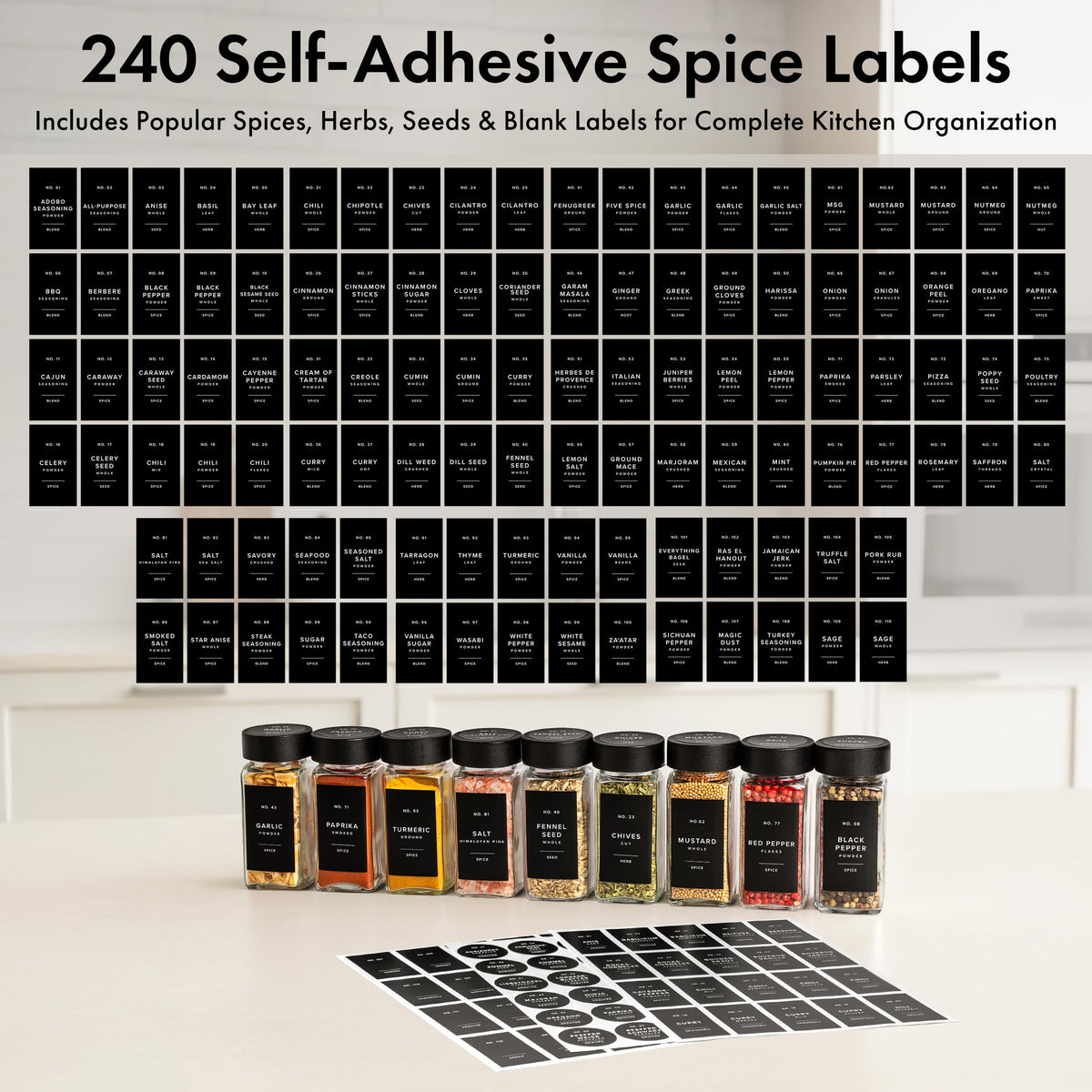EDELHAUS airtight seal preserves aroma inside the square spice jar.
