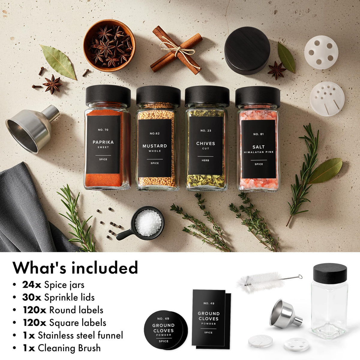EDELHAUS spice jar with shaker insert for easy seasoning usage.