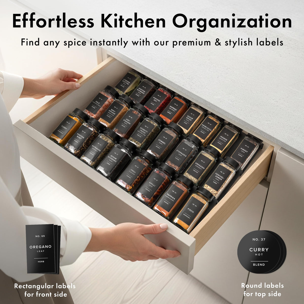 EDELHAUS spice shakers provide precise dispensing for consistent seasoning.