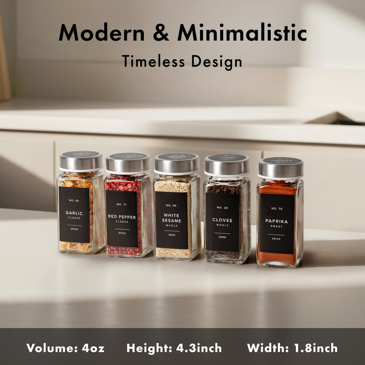 EDELHAUS square jars with steel lids provide airtight freshness and organized shelving
